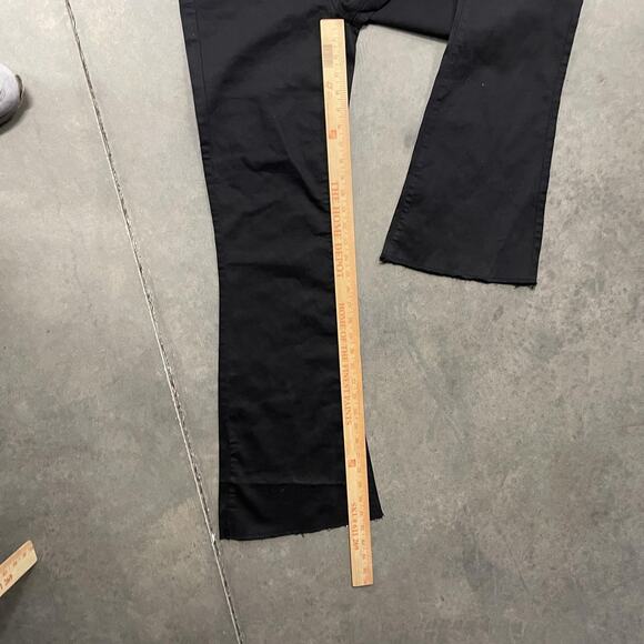 Almost Famous Pants Womens 5 Black Flare Bell Bottom Raw Hem Suspender Strap - Picture 4 of 7